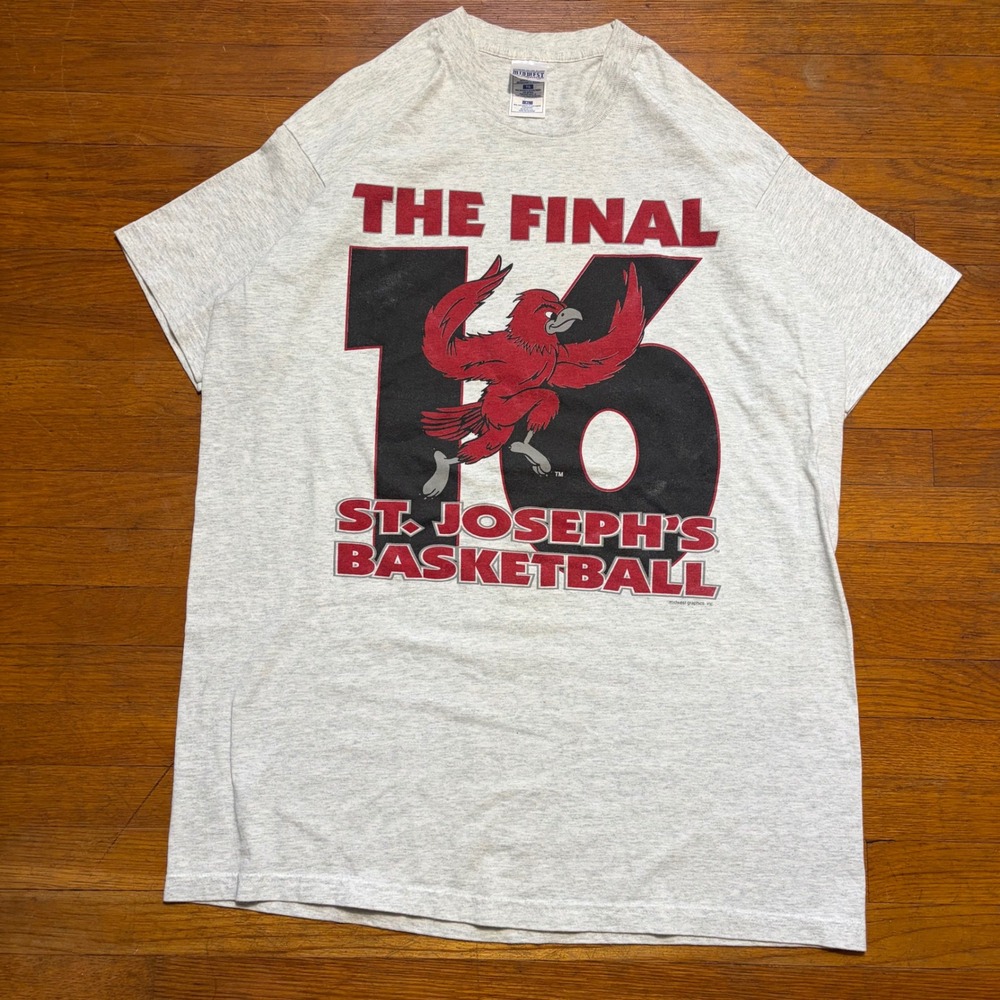 Vintage St Josephs Basketball The Final 16 T-Shirt XL Gray Midwest Graphics USA